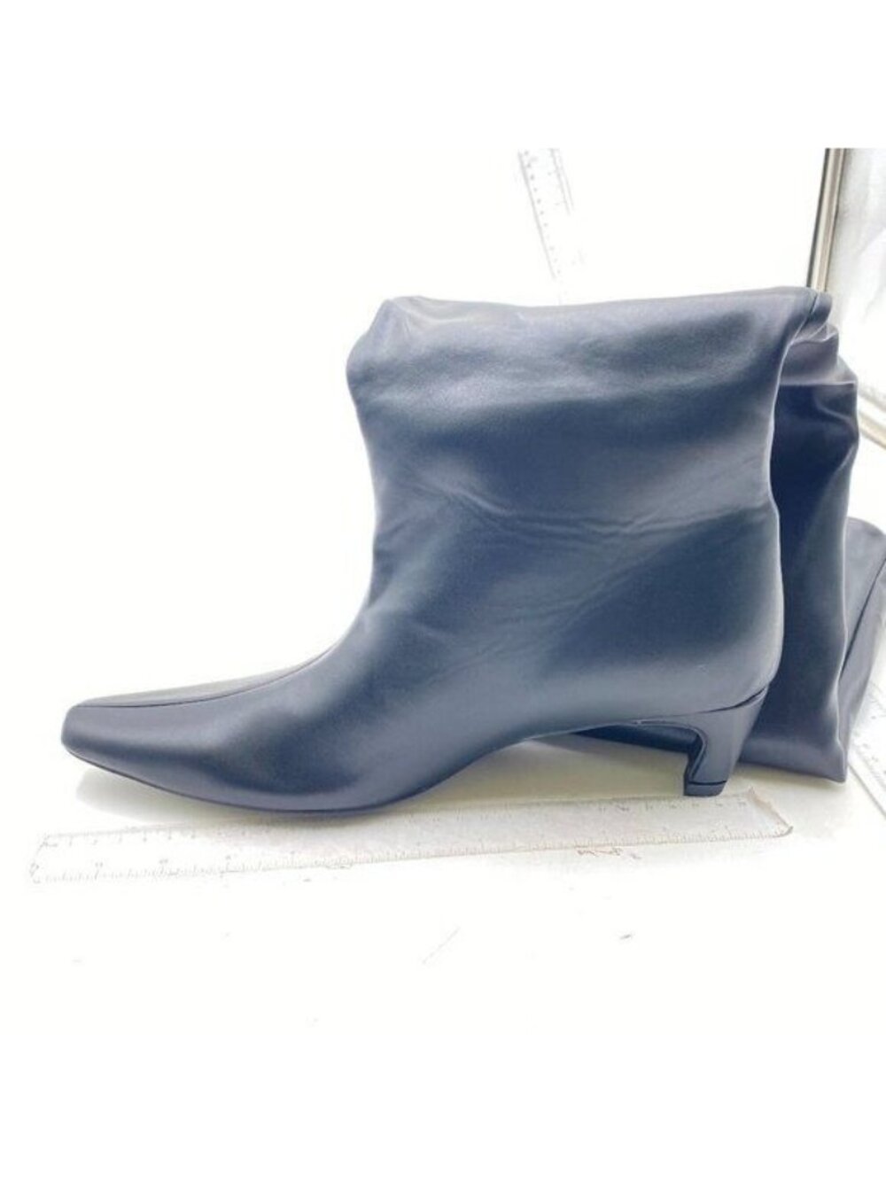 Black Women's Stylish Square Toe Slip On Kitten Heel Over The Knee High Boots